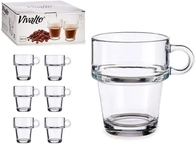 Produktbild von 6 Latte Macchiato Gläser 260ml Kaffeegläser Teeglas mit Henkel Staplebar