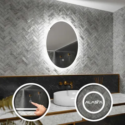 Produktbild von Elliptisch Badezimmerspiegel mit LED-Beleuchtung und Touch-Schalter - Havana - 60x120 cm