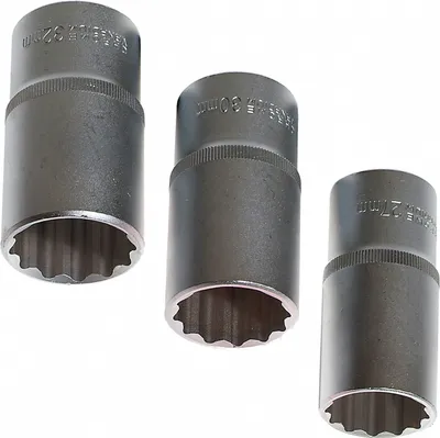 Produktbild von 3 x Lange 12-KANT Steckschlüsseleinsätze Stecknuss VIELZAHN Nuss 27 30 32 mm