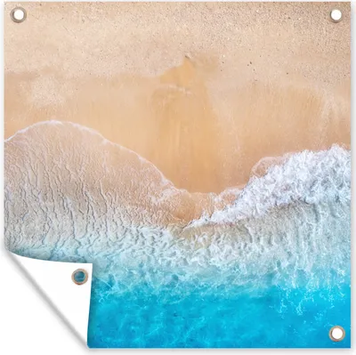 Produktbild von MuchoWow® 50x50 cm Outdoor-Poster Gartendeko Sichtschutz Garten Poster für den Garten  Strand - Meer - Sand - Sommer - Blau - Wellen