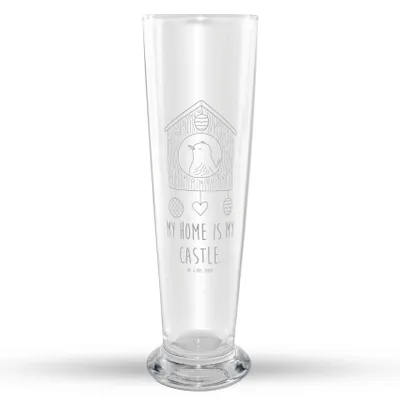 Produktbild von Mr. & Mrs. Panda Bierglas Vogel Haus - Transparent - Geschenk, Bier Glas, Lustige Sprüche, Familie, Castle, Weißbierglas, Weizenbier, Weizen, Zuhause, Wohnung