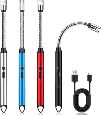 Zdjęcie produktu dla 4 sztuki zapalniczek, zapalniczki plazmowe, długie, zapalniczki elektryczne, elektroniczne zapalniczki, zapalniczki z płomieniem strumieniowym, ładowane przez USB