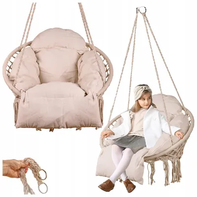 Produktbild von Hängesessel mit Kissen Sitzsack Schaukel bis 150 kg Indoor Beige Modern