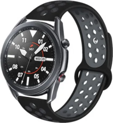 Produktbild von Strap-it Samsung Galaxy Watch 3 45mm Sportarmband (Schwarz / Grau)