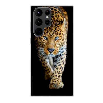 Produktbild von MuchoWow® Handyhülle Schutzhülle Hülle für Samsung Galaxy S22 Ultra Leopard - Tiere - Porträt - Wildtiere - Schwarz Silikon Softcase Handy Hülle - Abbildung