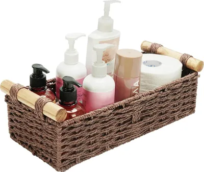 Obrázok produktu pre Tkaný úložný kôš s držadlami - 39 x 165 x 125 cm - Dekoratívny tkaný organizér - do domácnosti, obývačky, kúpeľne, kuchyne - Belle Vous