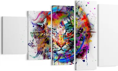 Produktbild von Bild auf Leinwand - Leinwandbild - Abstraktion Tiger Skizze Dschungel - 100x60cm - Wand Bild - Wanddeko - Leinwanddruck - Bilder - Kunstdruck - Leinwand bilder - Wandkunst - EG100x60-2830