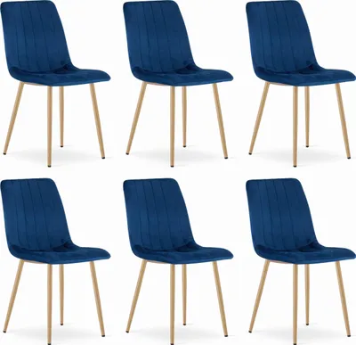 Obrázek produktu pro ORSARA židle tmavě modrá velur čalouněná kovové nohy nosnost do 110 kg rozměry 43x90x51 cm do obývacího pokoje kuchyně ložnice sada 6 kusů