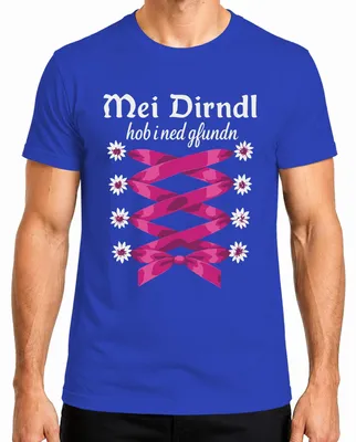 Obrázek produktu pro Nenašel jsem svůj dirndl Bavaria Trachten Edelweiss Pánské tričko, modrá, XL