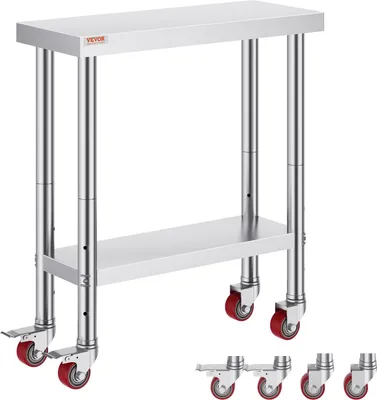 Produktbild von Arbeitstisch 30" x 12" x 34" Edelstahl Catering Arbeitstisch etwas 100 kg für Belastbarkeit Lebensmittel Zubereitungstisch Gewerbliche Arbeitstisch für Küche Bar Restaurantar 4 verstellbare Füße
