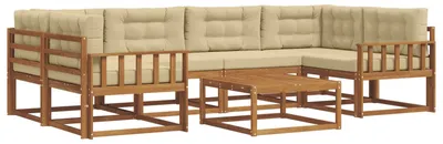 Produktbild von vidaXL Outdoor-Sofagarnitur mit Kissen 7 pcs Natur und Beige