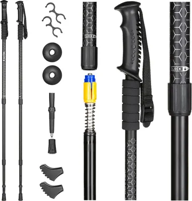 Produktbild von Outtec Wanderstöcke, Nordic Walking Stöcke - 65-135cm - Ultraleicht Trekkingstöcke für Damen und Herren - für Wandern, Trekking - Anti-shock