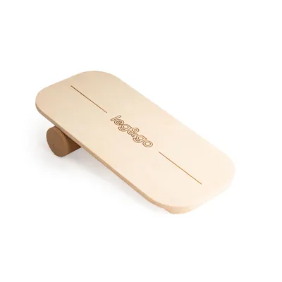 Image de leg&go Planche d’équilibre en bois avec rouleau de liège , Balance Board, 70x33 cm