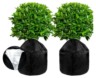 Produktbild von 2 Stück Thermo Topfschutz für Pflanzen, 45 x 50 cm mit Reißverschluss und Kordelzug