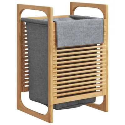 Image de Panier à linge avec sac gris 32x30x36,5 cm bambou