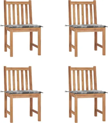 Produktbild von Gartenstühle 4 Stk. mit Kissen Massivholz Teak