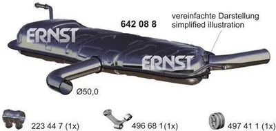 Produktbild von ERNST 642088 Endschalldämpfer für SEAT Leon Schrägheck (1P1) Auspuff