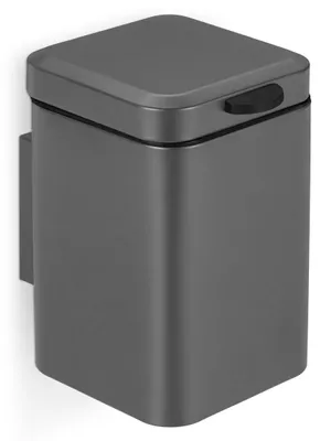 Productafbeelding van Relaxdays cosmetische prullenbak voor wandmontage, 3 liter, met automatische dekselverlaging, uitneembaar binnenbakje, prullenbak voor de badkamer, roestvrij staal, grijs