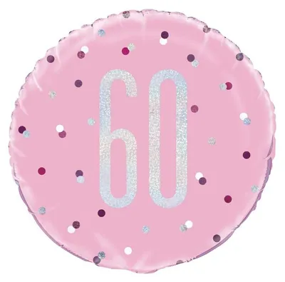 Produktbild von Folienballon rosa & silber Zahl 60