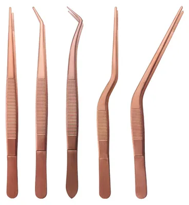 Produktbild von 5-teiliges Küchenpinzetten-Set aus Edelstahl, professionelles Kochpinzetten-Set für präzises Greifen beim Kochen, Backen, Anrichten und Dekorieren von Kuchen