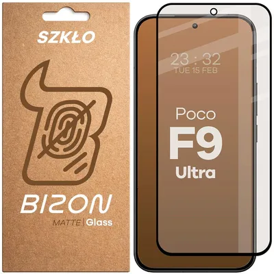 Produktbild von Mattes Hartglas für Xiaomi POCO F9 Ultra, Bizon Glass Matte, Schwarzer Rahmen