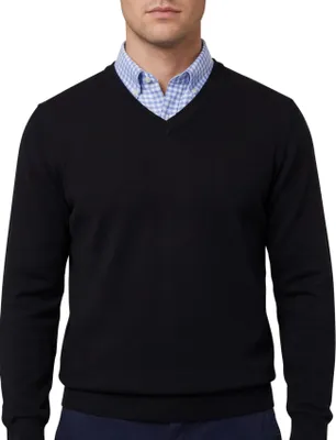Produktbild von Olymp Pullover schwarz mit V-Ausschnitt Wolle