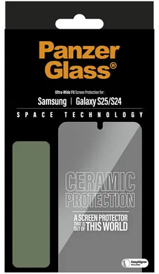 Productafbeelding van PanzerGlass Ceramic Screenprotector met applicator voor de Samsung Galaxy S25