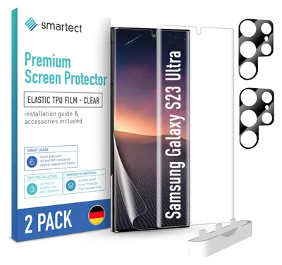 Produktbild von 2x TPU Schutzfolie Klar für Samsung Galaxy S23 Ultra 2x Kameraschutz Panzerfolie