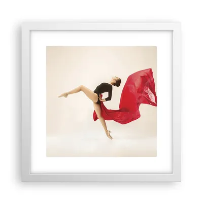 Produktbild von Gerahmtes Poster - Weißer Rahmen - Ballerina Tanz Rot - 30x30 cm - Wand Bild - Wanddeko - Wandbilder - Kunstposter - Wandposter - Bilderrahmen - Bilder - Kunstdruck - Wanddekoration - P2WAC30x30-4437