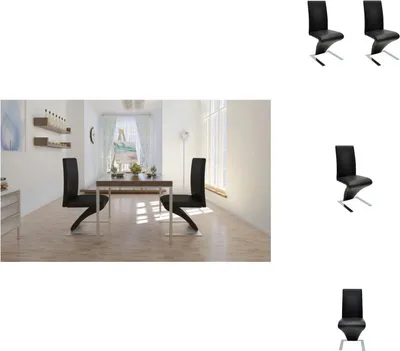 Produktbild von vidaXL Esszimmerstühle 2 Stk. Schwarz Kunstleder -  Esszimmerstühle