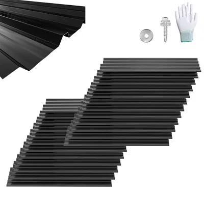 Productafbeelding van Trapezium Platen - Dakplaten Golfplaten - Dak Bedekken - Roestbestendig Staal - 24 Stuks - Zwart