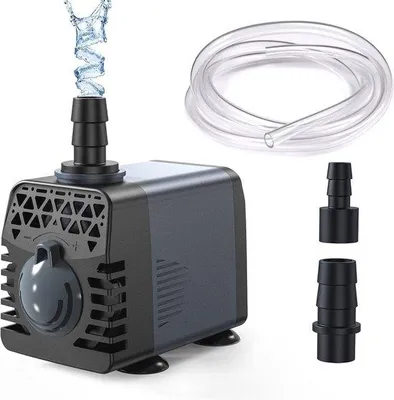Obrázek produktu pro Čerpadlo do akvária a na zahradu s vinylovou hadicí, tiché ponorné čerpadlo, 160 GPH, 600 l/h, nastavitelný průtok vody