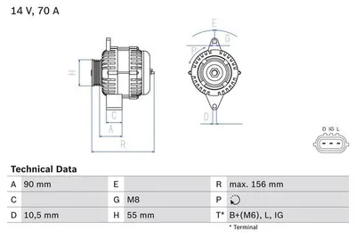 Produktbild von Bosch Lichtmaschine Generator 70A