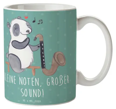 Produktbild von Mr. & Mrs. Panda Becher Bassklarinette Sound - Meeresbrise - Geschenk, Tasse, Teetasse, Musik, Musikinstrument, Klang, Humor, Instrument, Holzblasinstrument, Kaffeetasse
