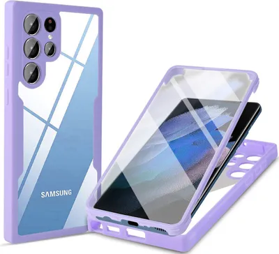 Produktbild von Samsung Galaxy S22 Ultra 5G Schutzhülle, Eingebautem Displayschutz 360 Grad Komplettschutz Handyhülle für Samsung S22 Ultra 5G Lila