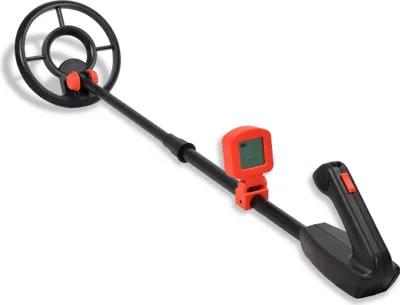 A metal detector is shown against a white background.