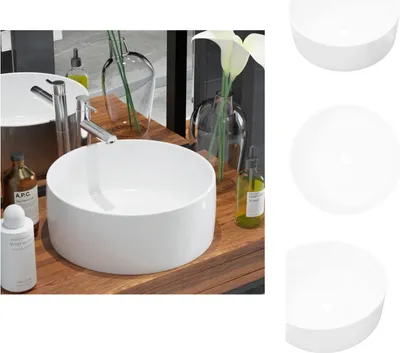 Immagine prodotto di vidaXL Lavabo rotondo in Vetroceramica bianca 40 x 15 cm - Lavabo da bagno