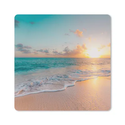 Produktbild von MuchoWow® Mauspad Mousepad Sonnenuntergang - Strand - Meer - Sommer - Blau 20x20 cm - Mousepads - Maus Mat - Pad - Mausunterlage - Desk Mat - Bureauartikeln
