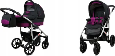 Produktbild von BabyLux® Largo | 2in1 Kinderwagen Set | Black Purple | Kombikinderwagen | Kinderwagenset | Buggy