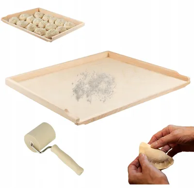Produktbild von Topfann Holz-Teigbrett 50x39cm mit Teigroller