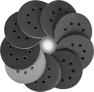 Produktbild von Schleifpapier 125mm Klett Nass Trocken Schleifscheiben, 80 Stück Siliciumcarbid Klett Körnung 320/400/600/800/1000/1200/1500/2000 für Exzenterschleifer 8 Loch Schleifblätter für Auto Metall