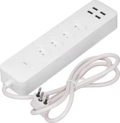 Zdjęcie produktu dla Inteligentna listwa zasilająca Tuya WiFi Surge Protector 2500W z 4 indywidualnie sterowanymi gniazdami i 4 portami USB 10A wtyczka brazylijska