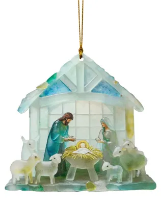 Produktbild von Christliche Krippenszene aus Acryl für den Weihnachtsbaum, hängende Dekoration, religiöser Sonnenfänger für die Fensterdekoration