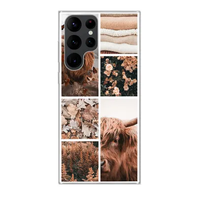 Produktbild von MuchoWow® Handyhülle Schutzhülle Hülle für Samsung Galaxy S22 Ultra Schottischer Highlander - Collage - Blumen Silikon Softcase Handy Hülle - Abbildung