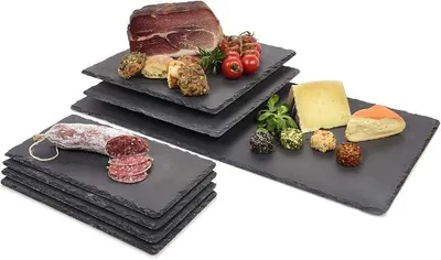 Imagen del producto de Plato de pizarra de 7 piezas, bandeja para servir queso y aperitivos