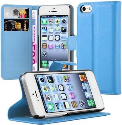 Produktbild von Cadorabo Hülle für Apple iPhone 5 / 5S / SE 2016 Schutz Hülle in Blau Handyhülle Etui Case Cover Magnetverschluss