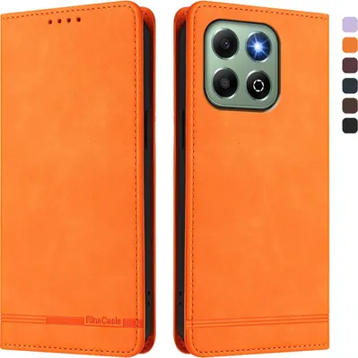 Produktbild von Hülle für Honor X6B/Honor X6A, Retro Kunstleder Ständer Klapphülle mit Kartenfächer und Magnetische Orange
