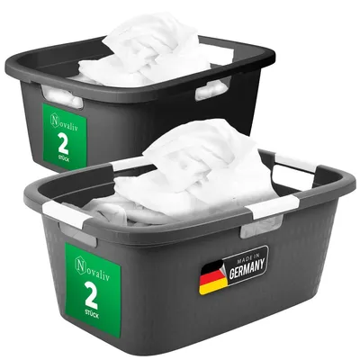 Produktbild von Novaliv Wäschewanne-Set 2x 25L + 2x 40L, Wäschebox Set Wäscheeimer Wäschebehälter für Bad Wäsche Schmutzwäsche, Wäschekörbe Wäschewanne Laundry Basket Wäschetonne Korb Sammler Box Wanne