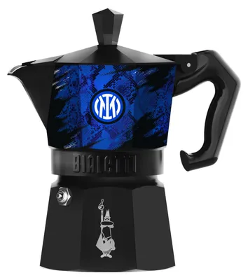 Produktbild von Bialetti Moka Express 3 tazze Inter, Mokka-Kanne, 0,15 l, Schwarz, Blau, Aluminium, 3 Tassen, Kunststoff