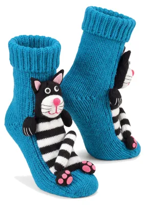 Produktbild von Black Snake ABS Stoppersocken Kinder Damen 3D Katzenmotiv, Hüttensocken - 20/24, KI-generiertes Bild